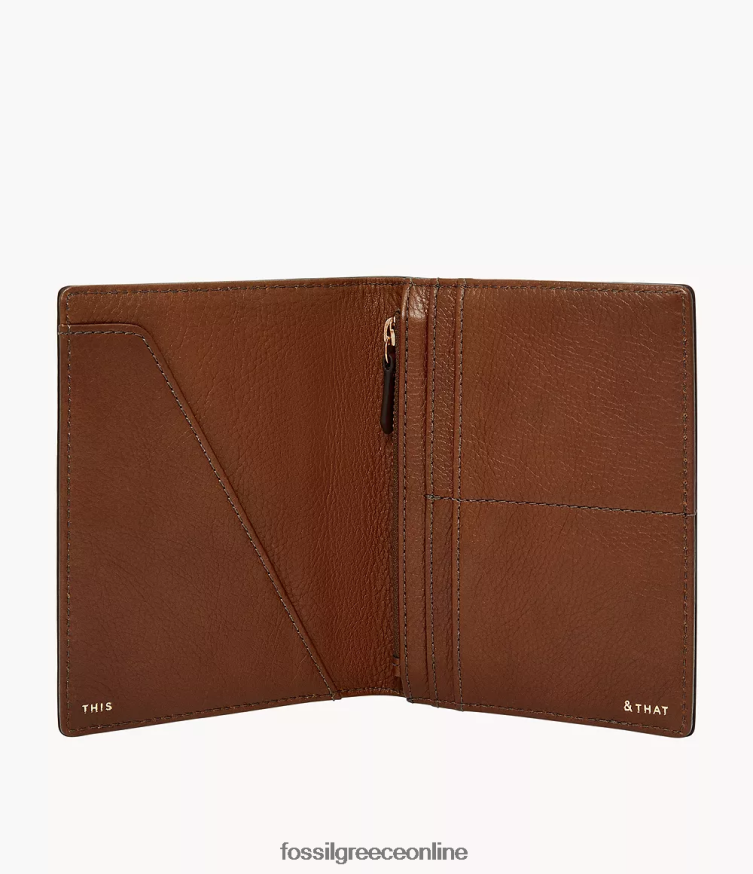 Fossil γυναίκες θήκη διαβατηρίου ταξιδιού rfid FVT06R1978 αξεσουάρ καφέ