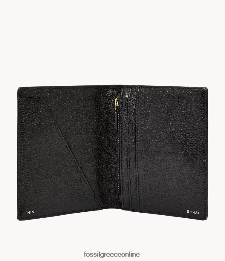 Fossil γυναίκες θήκη διαβατηρίου ταξιδιού rfid FVT06R1981 αξεσουάρ μαύρος