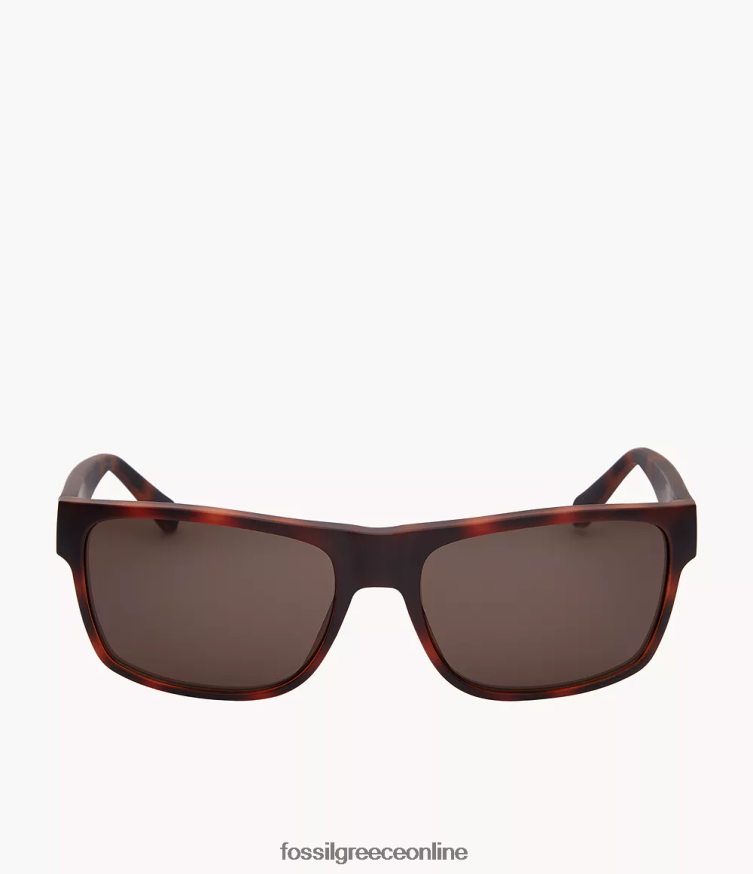 Fossil άνδρες ορθογώνια γυαλιά ηλίου burke FVT06R2058 αξεσουάρ καφέ