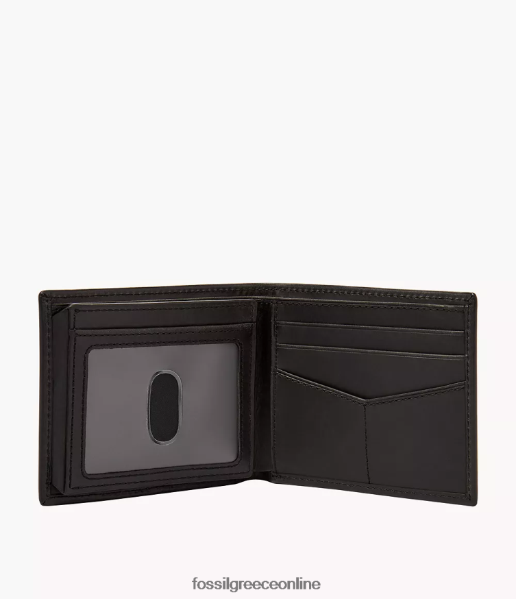 Fossil άνδρες derrick rfid bifold με flip id και ζώνη δώρου FVT06R2041 αξεσουάρ μαύρος
