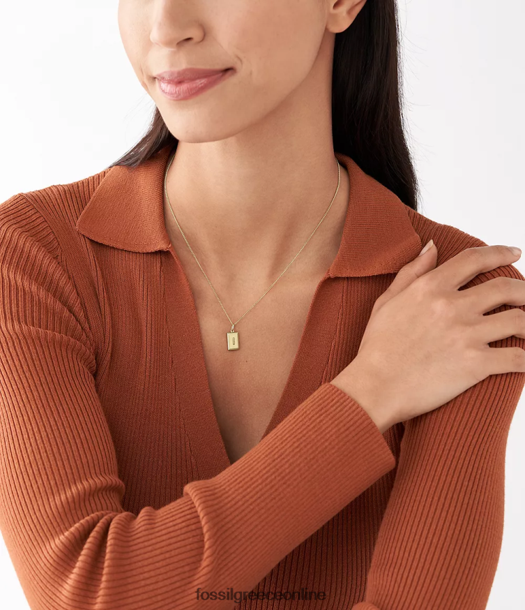 Fossil γυναίκες ω τόσο γοητευτικό αρχικό γούρι από ανοξείδωτο ατσάλι FVT06R1211 κοσμήματα χρυσός τόνος