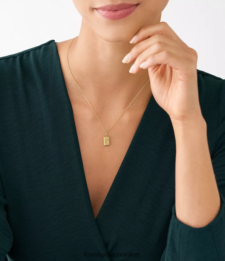 Fossil γυναίκες ω τόσο γοητευτικό αρχικό γούρι από ανοξείδωτο ατσάλι FVT06R1276 κοσμήματα χρυσός τόνος