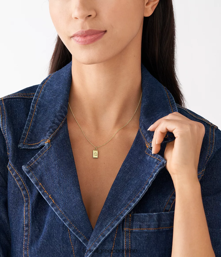 Fossil γυναίκες ω τόσο γοητευτικό αρχικό γούρι από ανοξείδωτο ατσάλι FVT06R1307 κοσμήματα χρυσός τόνος