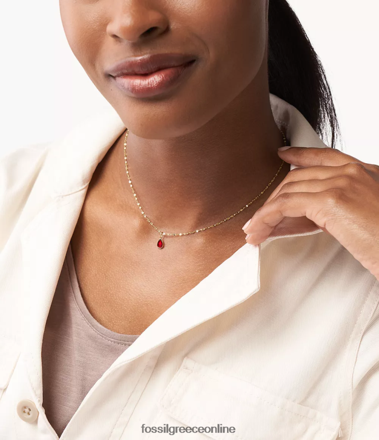 Fossil γυναίκες corra ω τόσο γοητευτικό γενέθλιο γούρι του Ιανουαρίου FVT06R1249 κοσμήματα κόκκινος τόνος