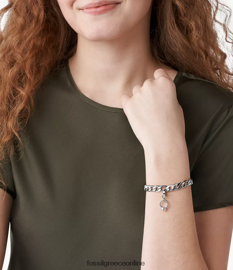 Fossil γυναίκες rowan oh τόσο γοητευτικό γούρι από ανοξείδωτο ατσάλι FVT06R1237 κοσμήματα ασημί-τόνος