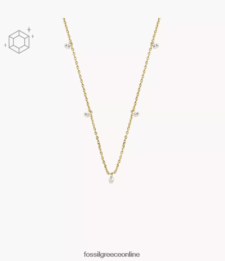 Fossil γυναίκες Σαντί λάμψη λαμπερό κολιέ από ορείχαλκο 14 καρατίων FVT06R917 κοσμήματα χρυσός