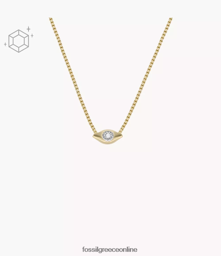 Fossil γυναίκες Evil eye 14k επιμεταλλωμένο διαφανές κολιέ εργαστηριακής καλλιέργειας με διαμάντια FVT06R915 κοσμήματα χρυσός