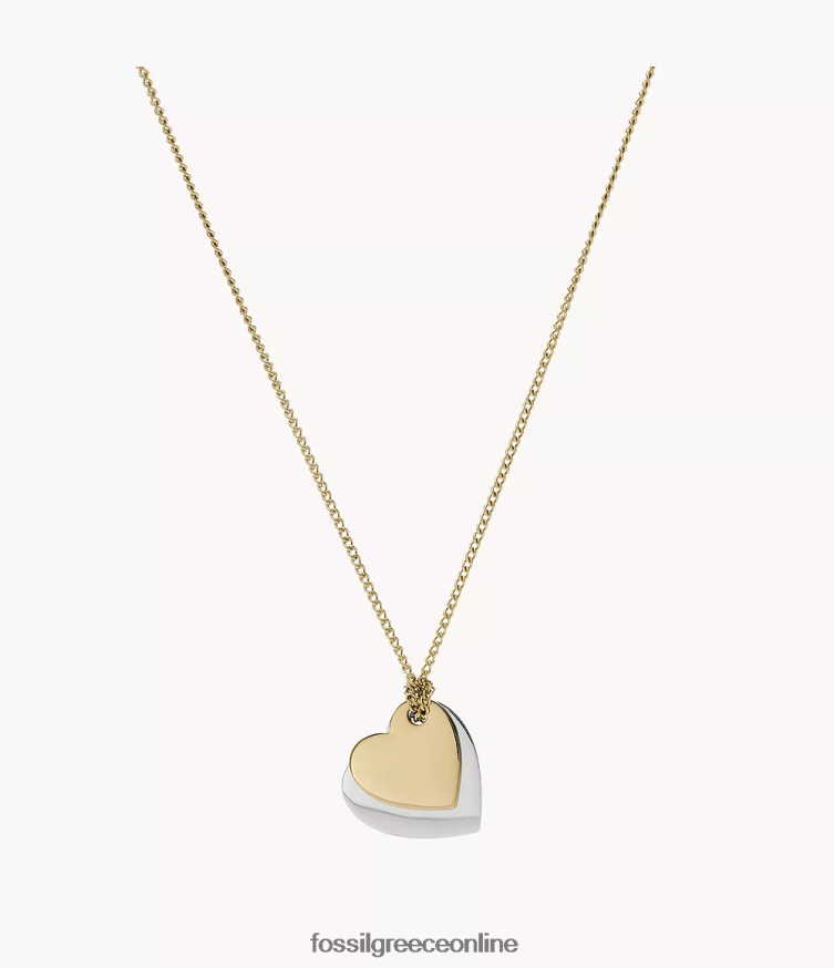 Fossil γυναίκες κολιέ καρδιές από ανοξείδωτο ατσάλι FVT06R1135 κοσμήματα διχρωμία