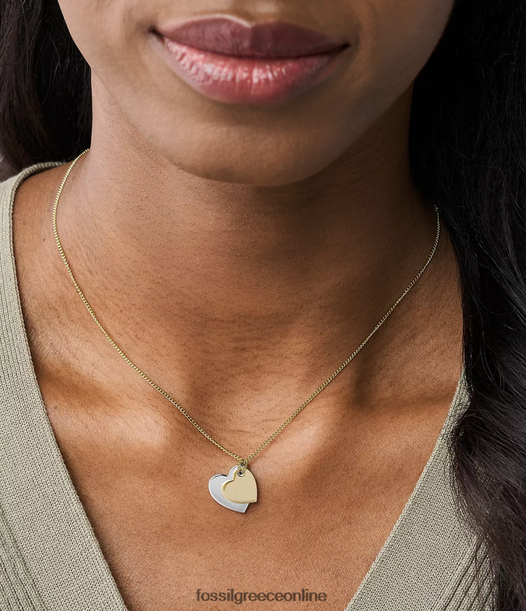 Fossil γυναίκες κολιέ καρδιές από ανοξείδωτο ατσάλι FVT06R1135 κοσμήματα διχρωμία