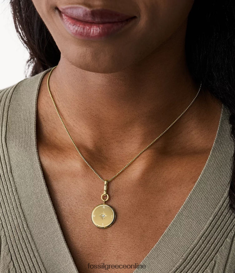 Fossil γυναίκες κολιέ κολιέ από ανοξείδωτο ατσάλι προθέσεις πρωτοχρονιάς FVT06R1139 κοσμήματα χρυσός τόνος