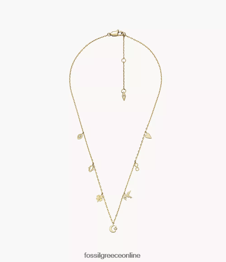 Fossil γυναίκες Σάτον εικονίδια κολιέ από ανοξείδωτο ατσάλι FVT06R1189 κοσμήματα χρυσαφένιος