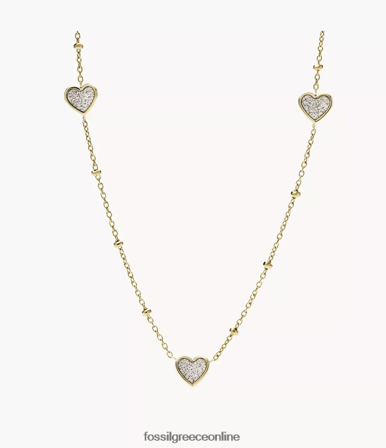 Fossil γυναίκες Σάτον κλασικό κολιέ βαλεντίνου από ανοξείδωτο ατσάλι με αλυσίδα καρδιά FVT06R1318 κοσμήματα χρυσός τόνος