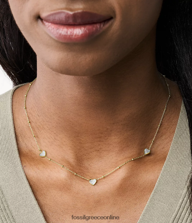 Fossil γυναίκες Σάτον κλασικό κολιέ βαλεντίνου από ανοξείδωτο ατσάλι με αλυσίδα καρδιά FVT06R1318 κοσμήματα χρυσός τόνος