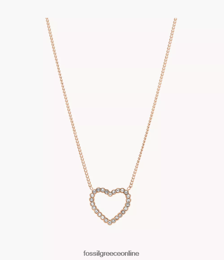 Fossil γυναίκες Σάτον ανοιχτή καρδιά κολιέ από ανοξείδωτο ατσάλι FVT06R907 κοσμήματα ροζ χρυσός τόνος