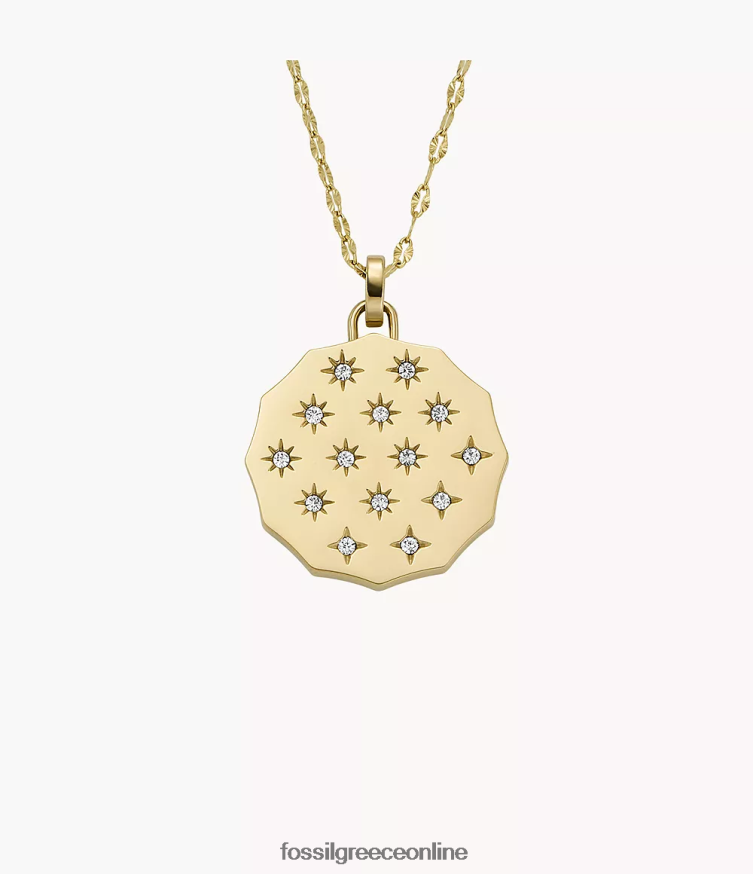 Fossil γυναίκες Κρεμαστό κολιέ από ανοξείδωτο ατσάλι με χτενισμένη άκρη FVT06R913 κοσμήματα χρυσός τόνος