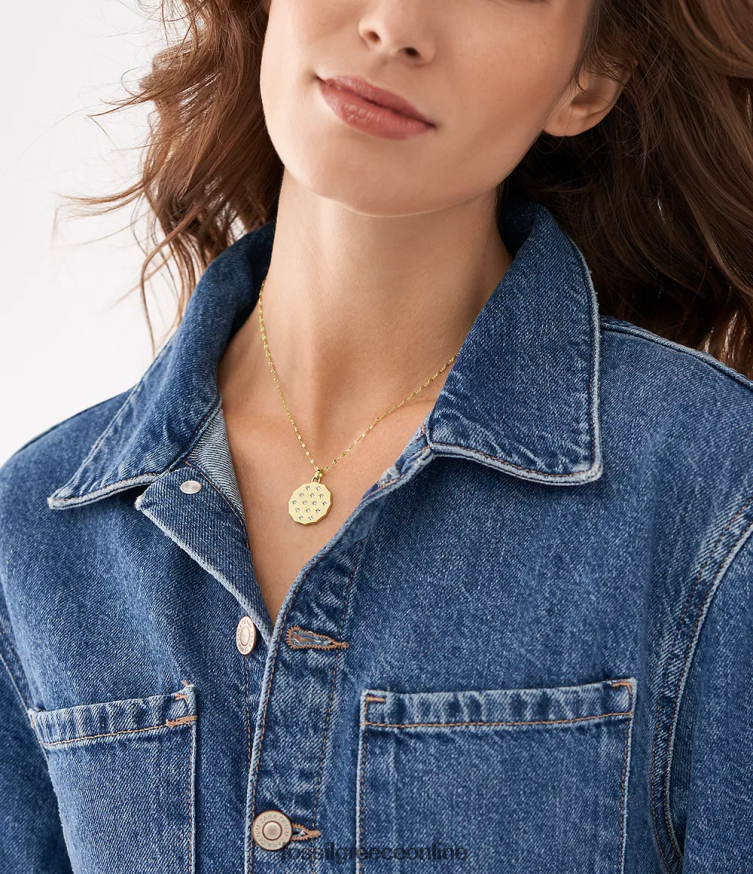 Fossil γυναίκες Κρεμαστό κολιέ από ανοξείδωτο ατσάλι με χτενισμένη άκρη FVT06R913 κοσμήματα χρυσός τόνος