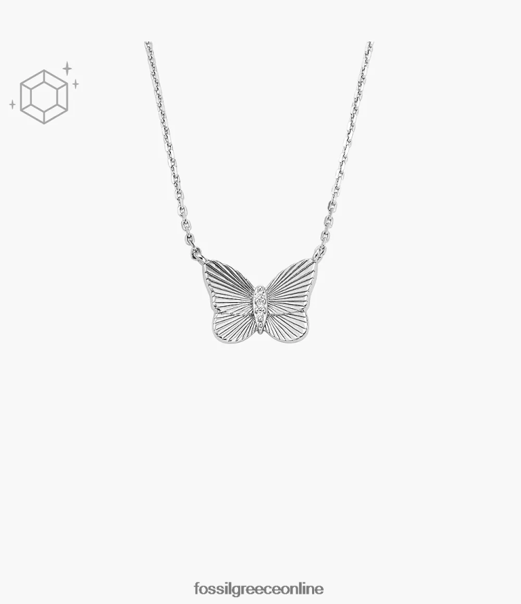 Fossil γυναίκες κολιέ με αλυσίδα πεταλούδες FVT06R928 κοσμήματα ασήμι