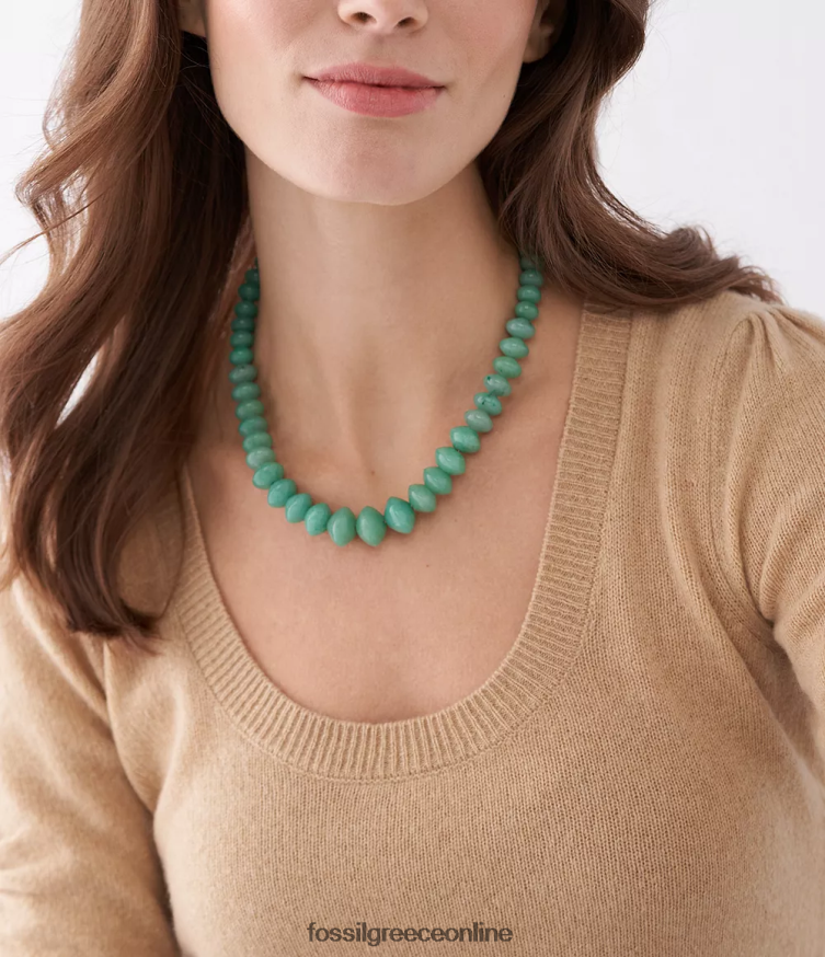 Fossil γυναίκες όλο στοιβαγμένο κολιέ με χάντρες αβεντουρίνης FVT06R934 κοσμήματα πράσινος