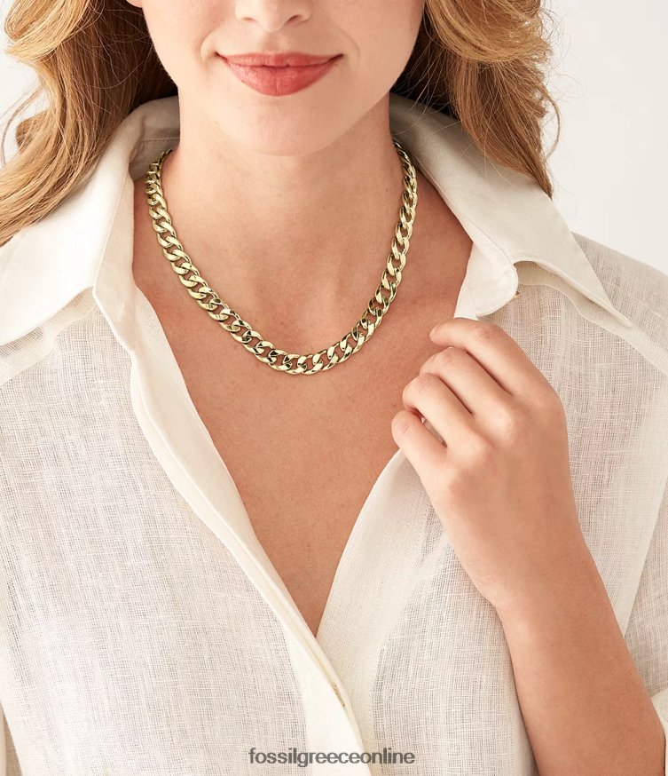 Fossil γυναίκες κολιέ με αλυσίδα από ανοξείδωτο ατσάλι FVT06R937 κοσμήματα χρυσός τόνος