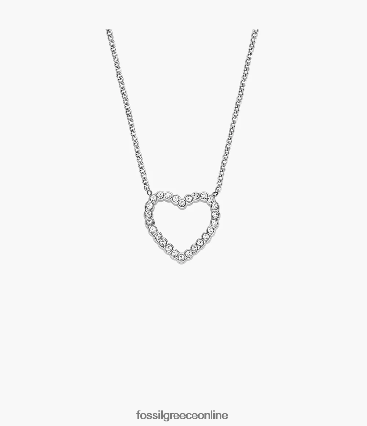 Fossil γυναίκες κολιέ με αλυσίδα από ανοξείδωτο ατσάλι με ανοιχτή καρδιά FVT06R950 κοσμήματα ασημί-τόνος