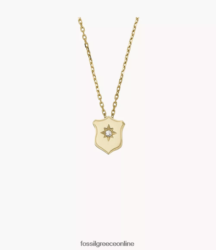 Fossil γυναίκες Κρεμαστό κολιέ ασπίδας από ανοξείδωτο ατσάλι απαραίτητα FVT06R951 κοσμήματα χρυσός τόνος