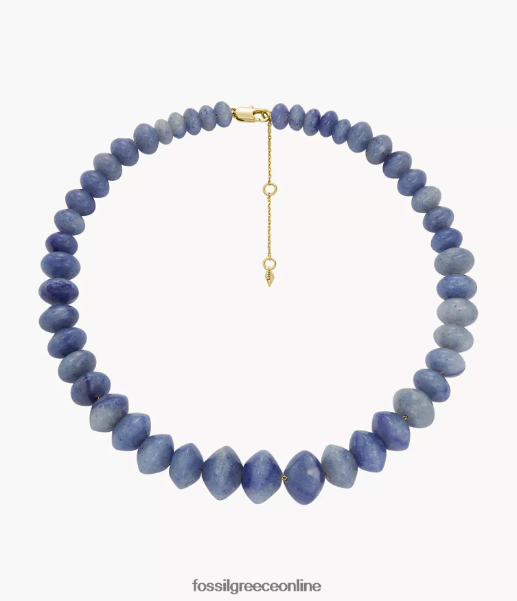 Fossil γυναίκες όλο στοιβαγμένο κολιέ με χάντρες αβεντουρίνης FVT06R952 κοσμήματα μπλε