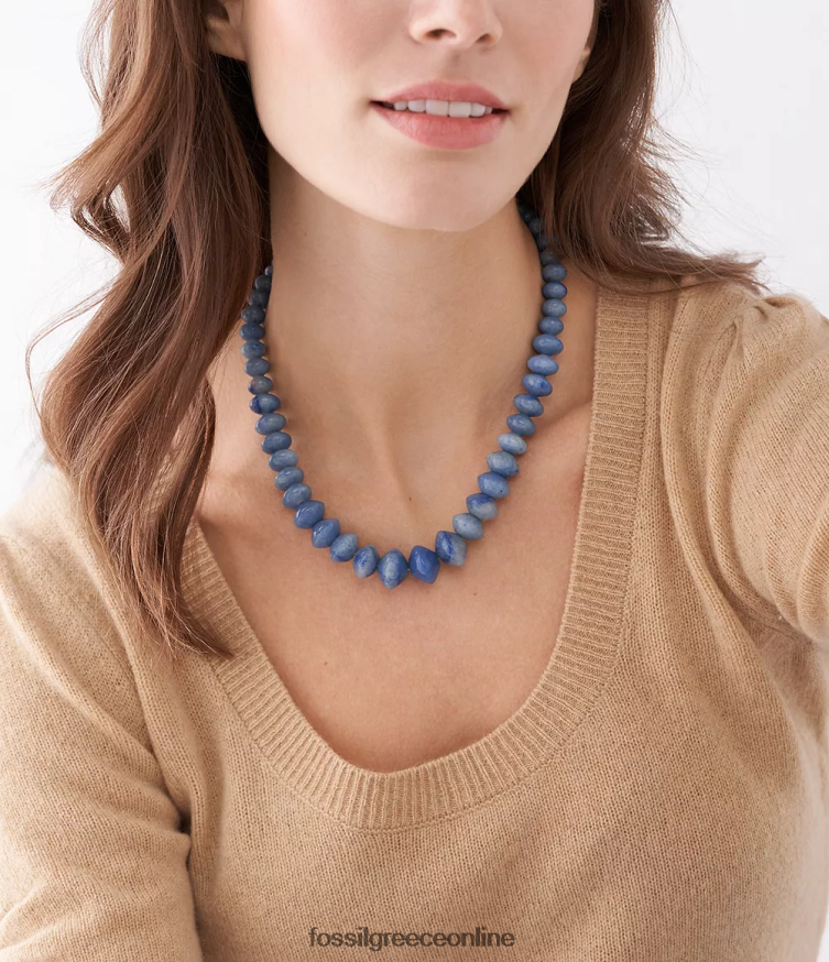 Fossil γυναίκες όλο στοιβαγμένο κολιέ με χάντρες αβεντουρίνης FVT06R952 κοσμήματα μπλε