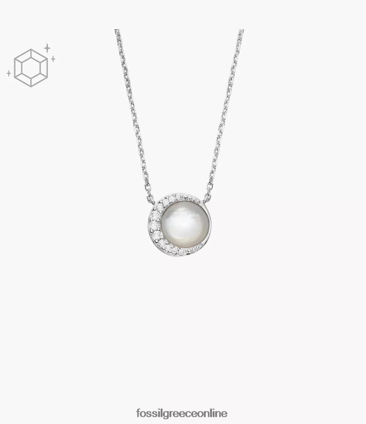 Fossil γυναίκες κολιέ μισοφέγγαρο FVT06R954 κοσμήματα λευκό μαργαριτάρι