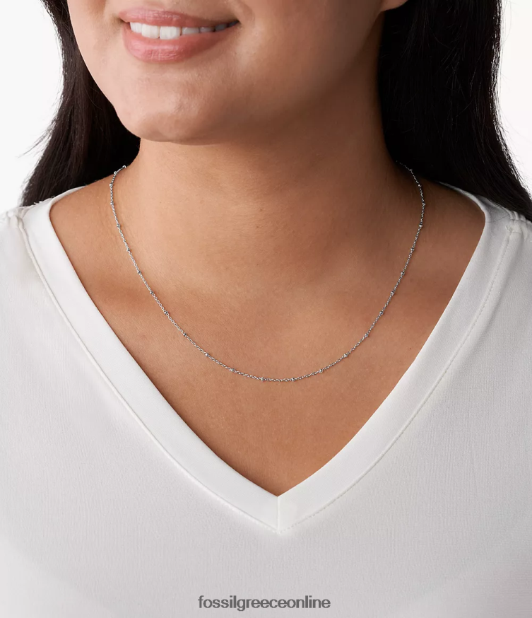 Fossil γυναίκες corra oh τόσο γοητευτικό μακρύ κολιέ από ανοξείδωτο ατσάλι FVT06R1144 κοσμήματα ασημί-τόνος