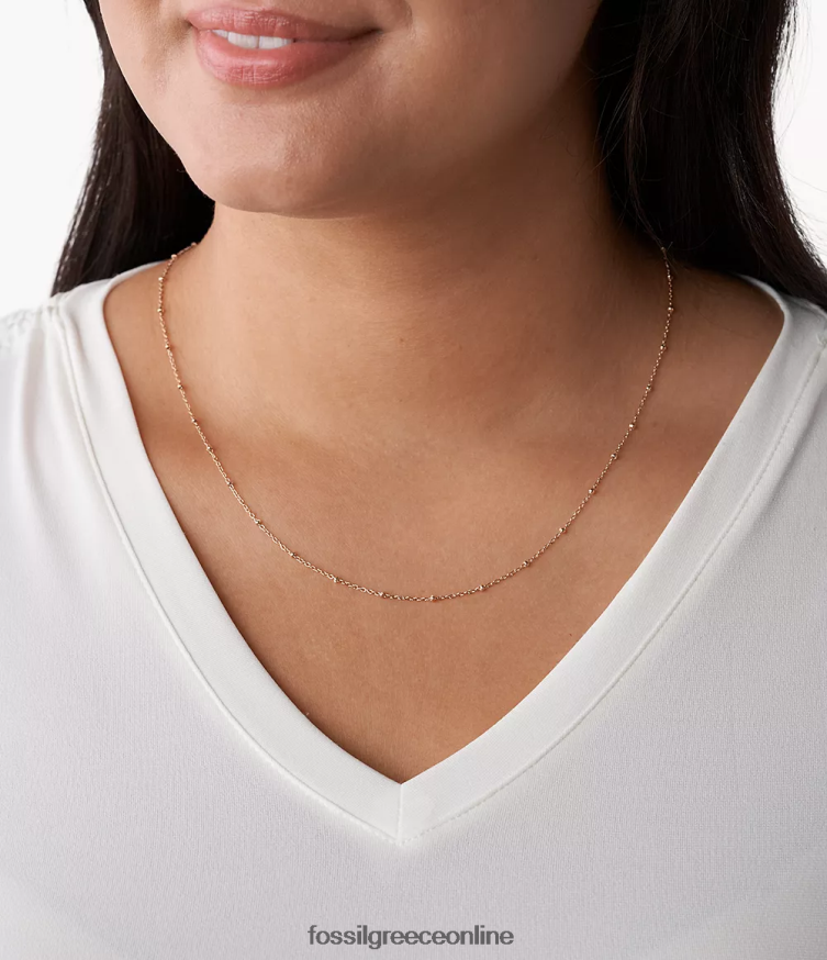 Fossil γυναίκες corra oh τόσο γοητευτικό μακρύ κολιέ από ανοξείδωτο ατσάλι FVT06R1201 κοσμήματα ροζ χρυσός τόνος