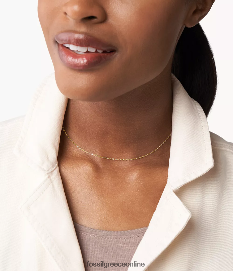Fossil γυναίκες corra oh τόσο γοητευτικό κολιέ με αλυσίδα από ανοξείδωτο ατσάλι FVT06R933 κοσμήματα χρυσός τόνος