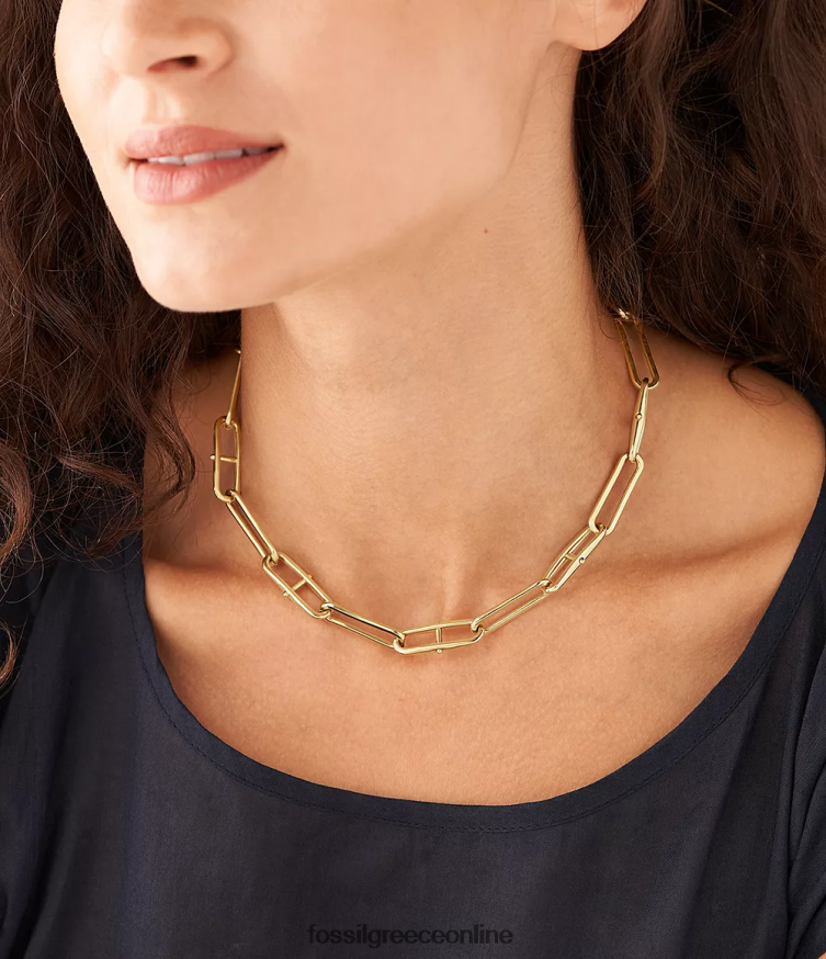Fossil γυναίκες κληρονομιά d-link κολιέ αλυσίδα από ανοξείδωτο ατσάλι FVT06R902 κοσμήματα χρυσός τόνος