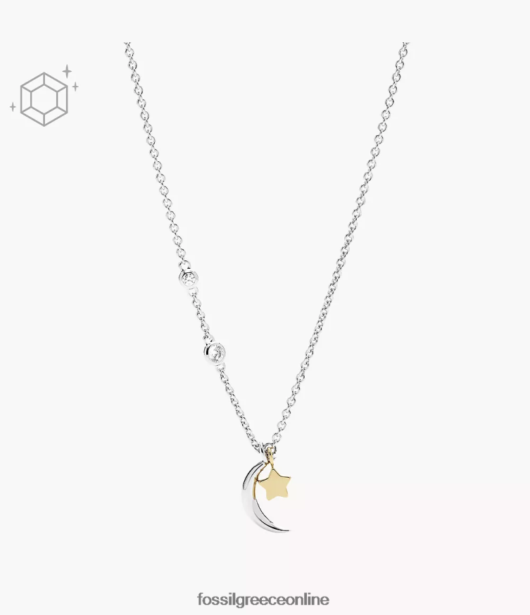 Fossil γυναίκες Κολιέ elliott με αστέρι και μισοφέγγαρο FVT06R929 κοσμήματα ασήμι