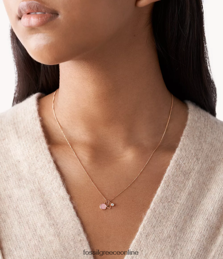 Fossil γυναίκες κολιέ georgia heart and e quartz FVT06R925 κοσμήματα ros