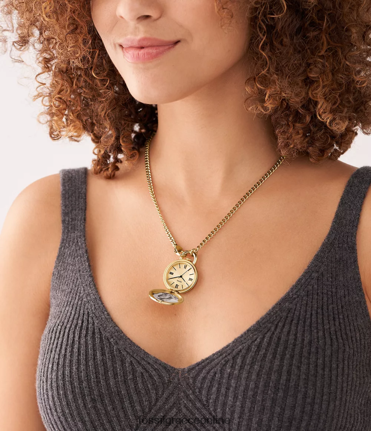 Fossil γυναίκες jacqueline μενταγιόν ρολογιού τριών χεριών από ανοξείδωτο ατσάλι FVT06R898 κοσμήματα χρυσός τόνος