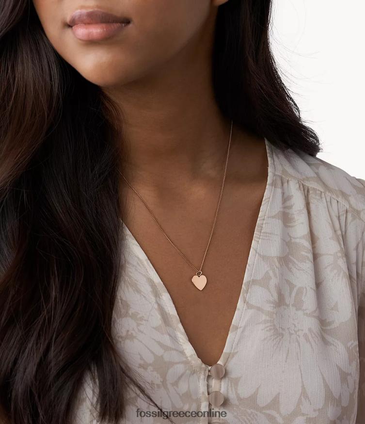 Fossil γυναίκες Κολιέ από ανοξείδωτο ατσάλι lane heart FVT06R912 κοσμήματα ροζ χρυσός τόνος