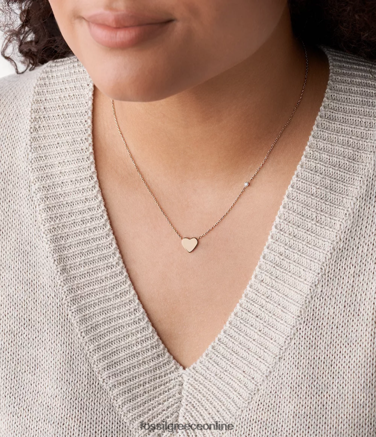 Fossil γυναίκες Κολιέ από ανοξείδωτο ατσάλι lane heart FVT06R916 κοσμήματα ροζ χρυσός τόνος