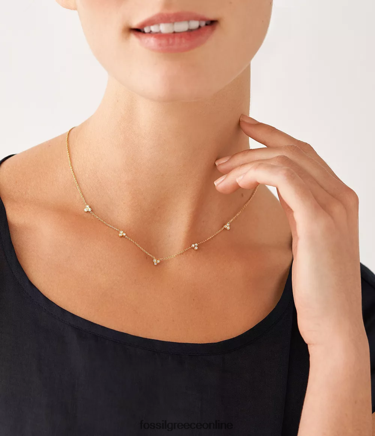 Fossil γυναίκες Κολιέ από ανοξείδωτο ατσάλι sadie trio glitz FVT06R920 κοσμήματα χρυσός τόνος