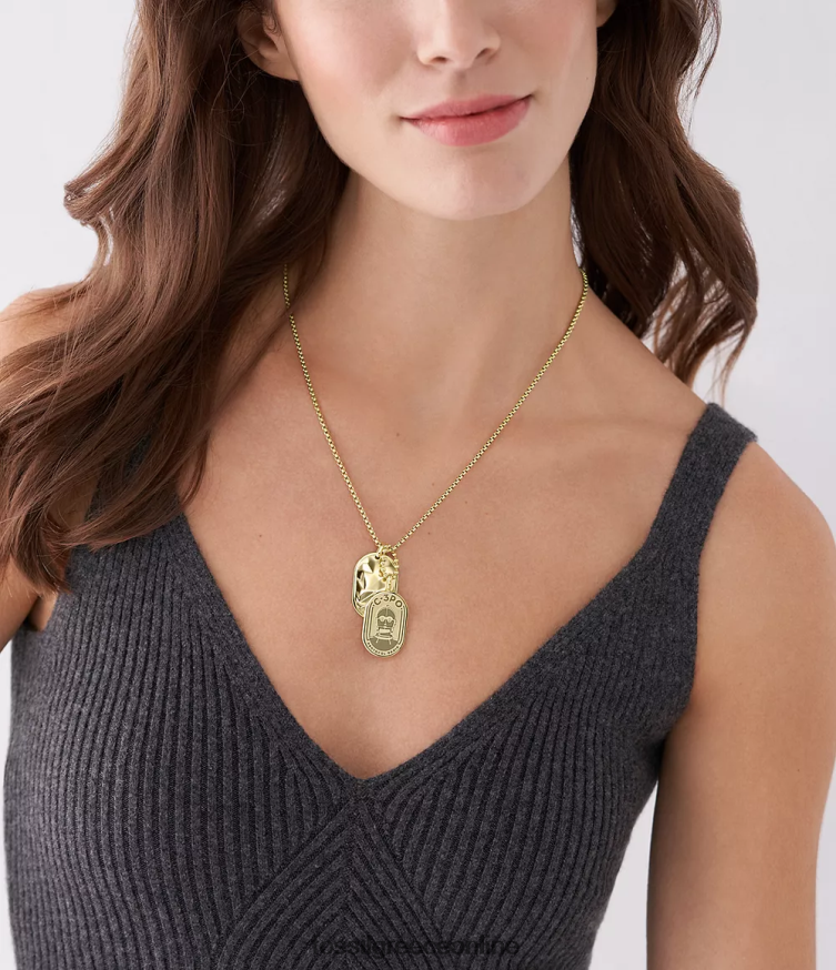 Fossil γυναίκες star wars c-3po κολιέ με ετικέτα σκύλου από ανοξείδωτο ατσάλι FVT06R903 κοσμήματα χρυσός τόνος