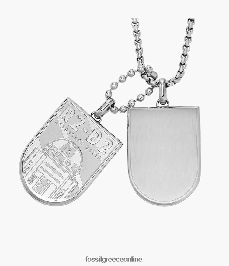 Fossil γυναίκες star wars r2-d2 κολιέ με ετικέτα σκύλου από ανοξείδωτο ατσάλι FVT06R911 κοσμήματα ασημί-τόνος