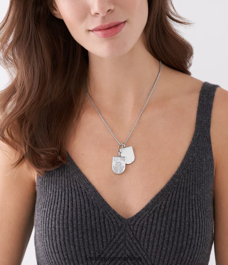 Fossil γυναίκες star wars r2-d2 κολιέ με ετικέτα σκύλου από ανοξείδωτο ατσάλι FVT06R911 κοσμήματα ασημί-τόνος