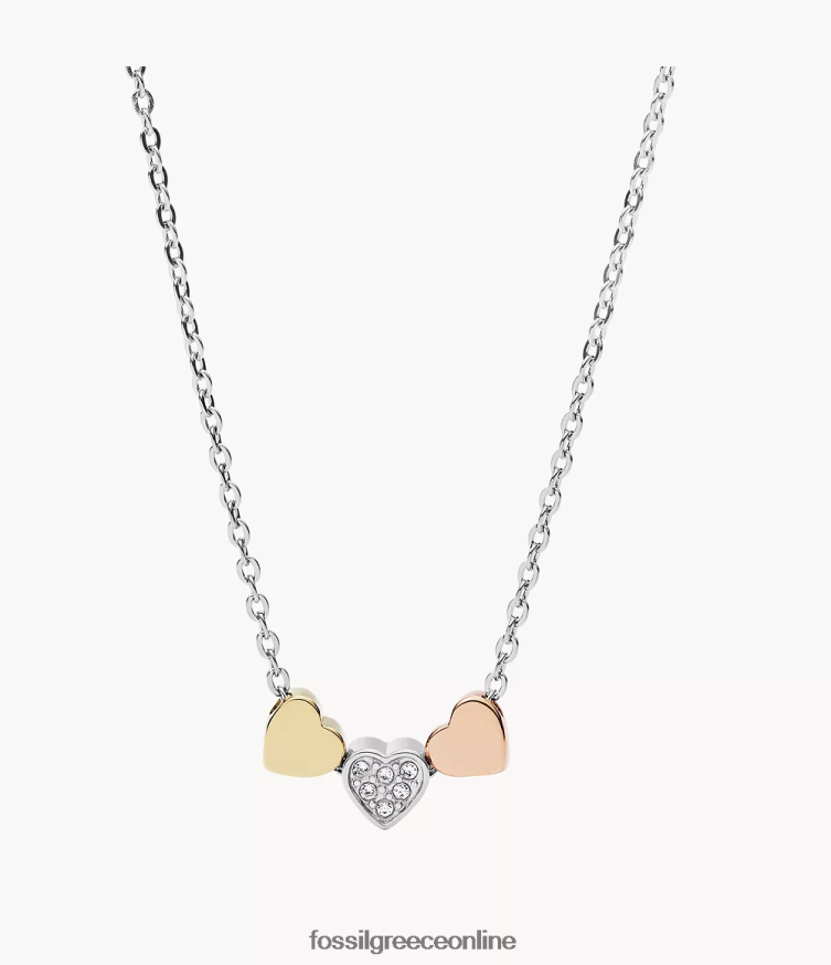 Fossil γυναίκες κολιέ sutton καρδιά από ατσάλι τριών τόνων FVT06R940 κοσμήματα ασήμι
