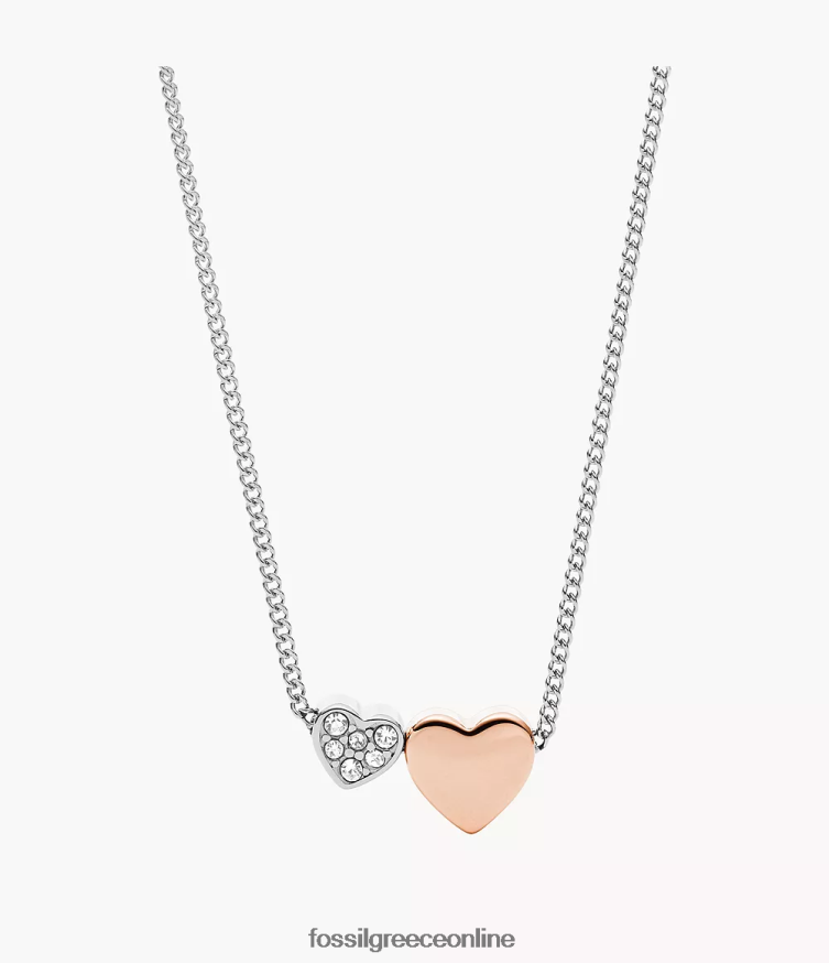 Fossil γυναίκες Κολιέ από ανοξείδωτο ατσάλι sutton duo hearts FVT06R927 κοσμήματα διχρωμία