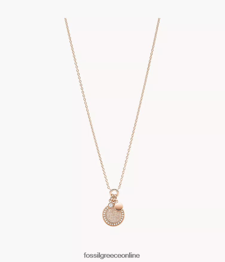 Fossil γυναίκες Κολιέ με κρεμαστό ατσάλι sutton halo FVT06R1310 κοσμήματα ροζ χρυσός τόνος
