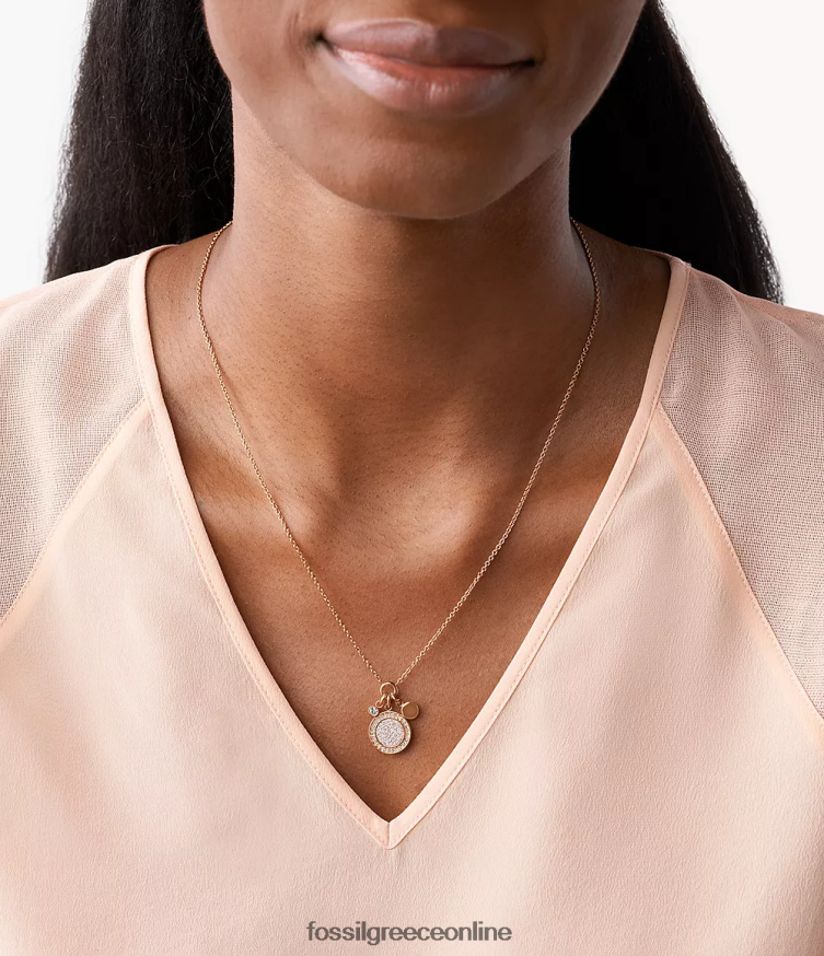 Fossil γυναίκες Κολιέ με κρεμαστό ατσάλι sutton halo FVT06R1310 κοσμήματα ροζ χρυσός τόνος