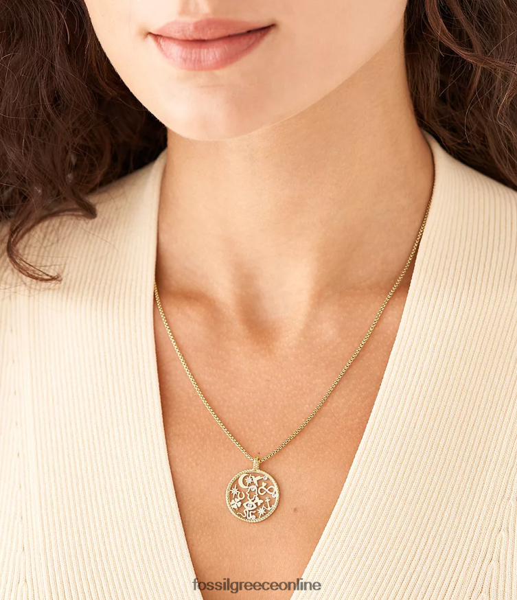 Fossil γυναίκες κολιέ από ανοξείδωτο χάλυβα sutton icons FVT06R1216 κοσμήματα χρυσαφένιος