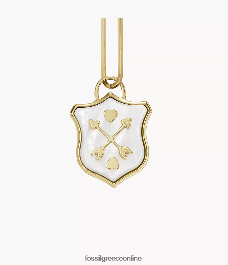 Fossil γυναίκες Κολιέ με αλυσίδα από ανοξείδωτο χάλυβα sutton shield FVT06R1183 κοσμήματα φίλντισι