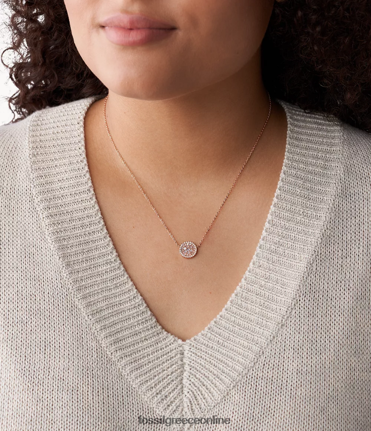 Fossil γυναίκες κολιέ val μωσαϊκό από ανοξείδωτο ατσάλι FVT06R930 κοσμήματα ροζ/ροζ χρυσό