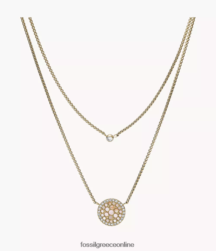 Fossil γυναίκες Μωσαϊκό κολιέ val duo από ανοξείδωτο ατσάλι FVT06R956 κοσμήματα χρυσός τόνος