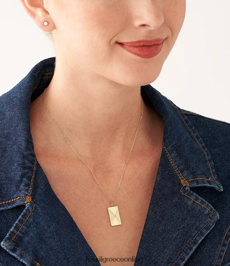 Fossil γυναίκες Σετ κολιέ και σκουλαρίκια από συνθετικό οπάλιο ουράνια FVT06R1218 κοσμήματα χρυσός τόνος